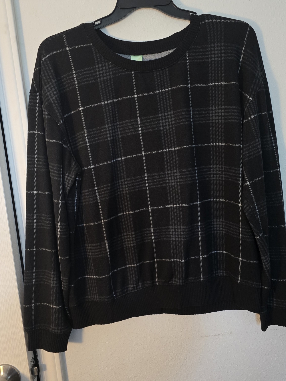 Honeydew Intimates Black Plaid Crewneck Sweater
